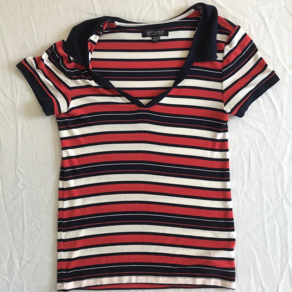 Striped Collared Soft and Sexy Tee